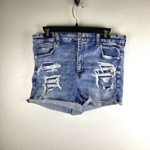 American Eagle Outfitterd Curvy Distressed Hi-rise Shortie Denim Women Shorts 08